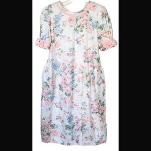 Vintage 80s Garden Party Floral Bow Dress Mother's Work Cottagecore EUC VTG